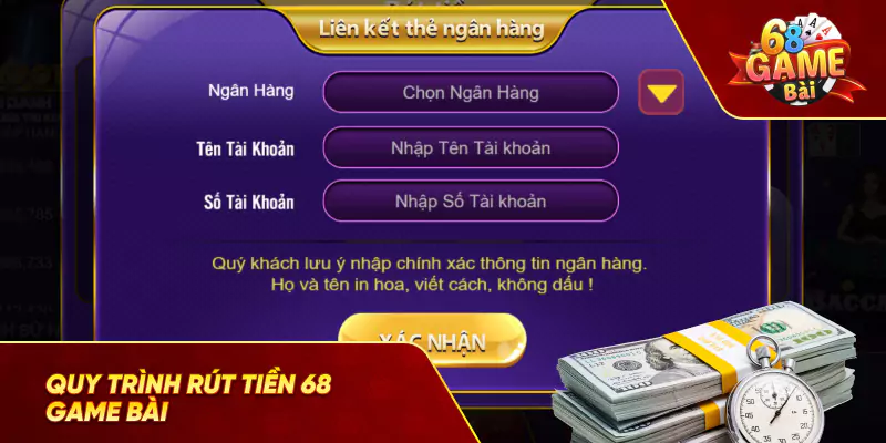 Quy trình rút tiền 68 game bài