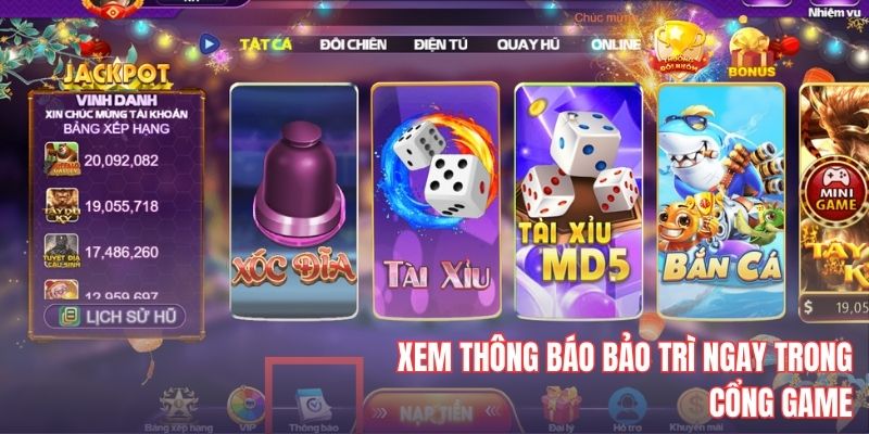 Người chơi sẽ nhận được thông báo bảo trì trong game