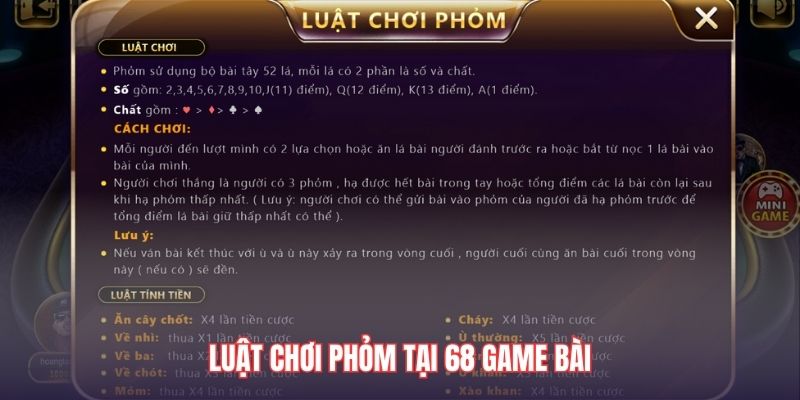 Luật chơi Phỏm 68 Game Bài